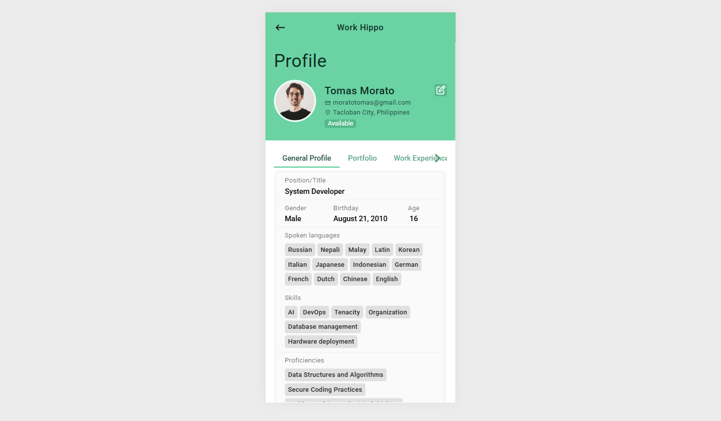 manage profile